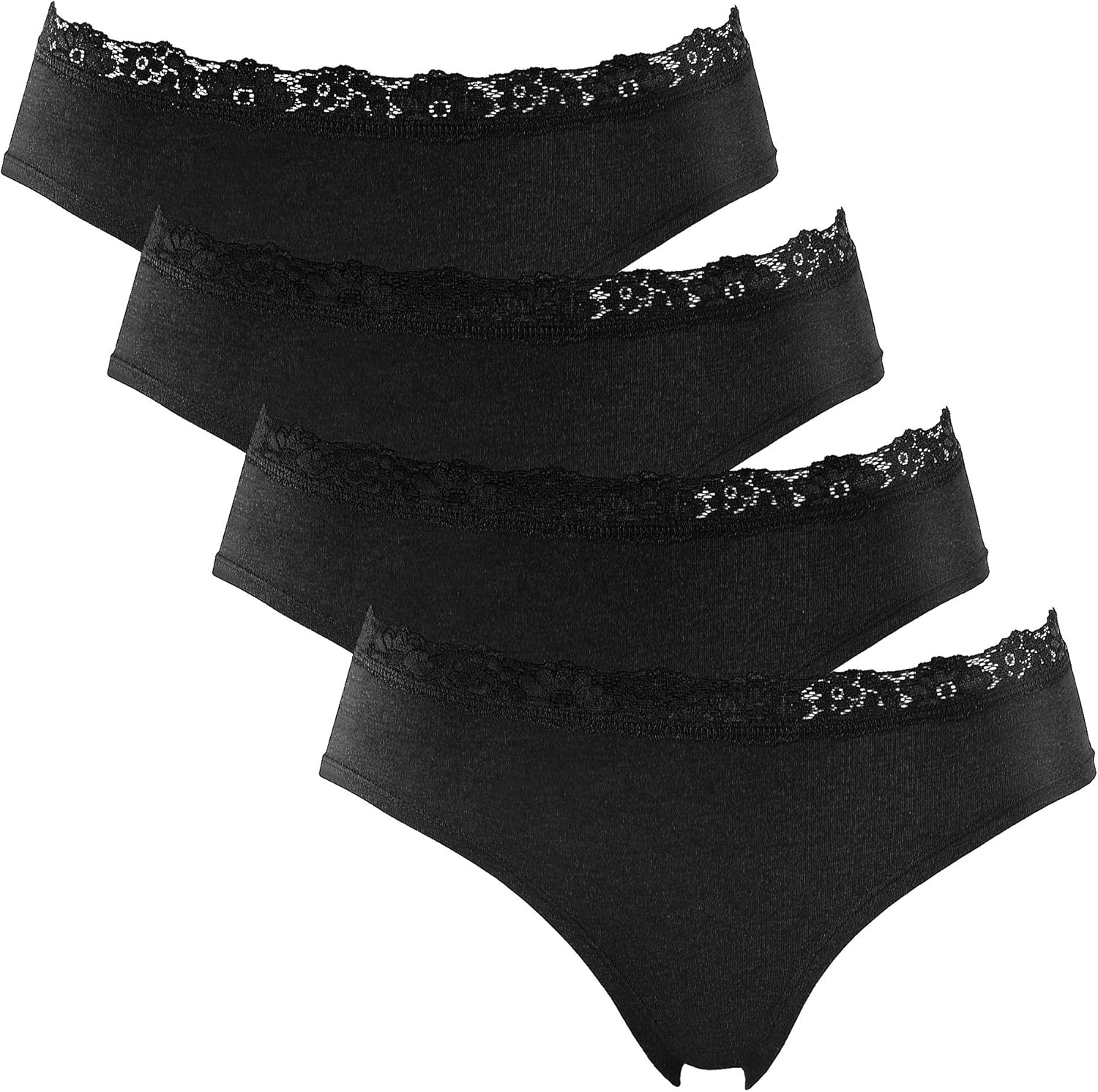 ATTRACO Women's Cotton Brief Panties Soft Underwear Lace Trim Hipster 4 Pack at  Women’s Clothing store