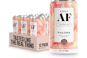 FREE AF AF Drinks Non-Alcoholic Paloma | Alcohol Alternative Sparkling Cocktails with AFTERGLOW Botanical Warmth | Gluten-Free, Low-Calorie | 8.4 oz Cans (12-Pack)