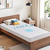 BEDLORE 2 Pack Waterproof Mattress Protector, Twin XL Size Mattress Pad with Deep Pocket 6"-15" Depth, Soft Breathable Bed Mattress Cover for Bedroom, College Dorm (White)