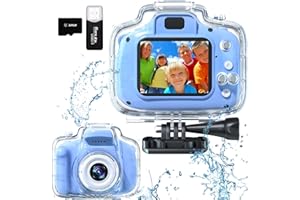 FKATEEN Kids Camera Waterproof Underwater Camera for 3-12 Year Old Boys Girls 2 Inch IPS Screen 1080P HD Digital Kids Video Camera Indoor Outdoor Action Cameras Best Christmas Birthday Gifts