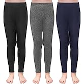TODDOR 3 Pack Girls Winter Fleece Lined Leggings Stretchy Solid Velvet Pants Warm and Soft Tights for Kids