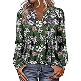 ONLYSHE Women Long Sleeve Shirts Ladies Floral Tops Fall Clothing