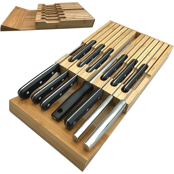 Kitchen Knife Drawer Organizer Insert Bamboo Drawer Organizer
