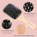Sosoon Boar Bristle Paddle Hairbrush with Tail Comb Red Long Thick Curly view 2
