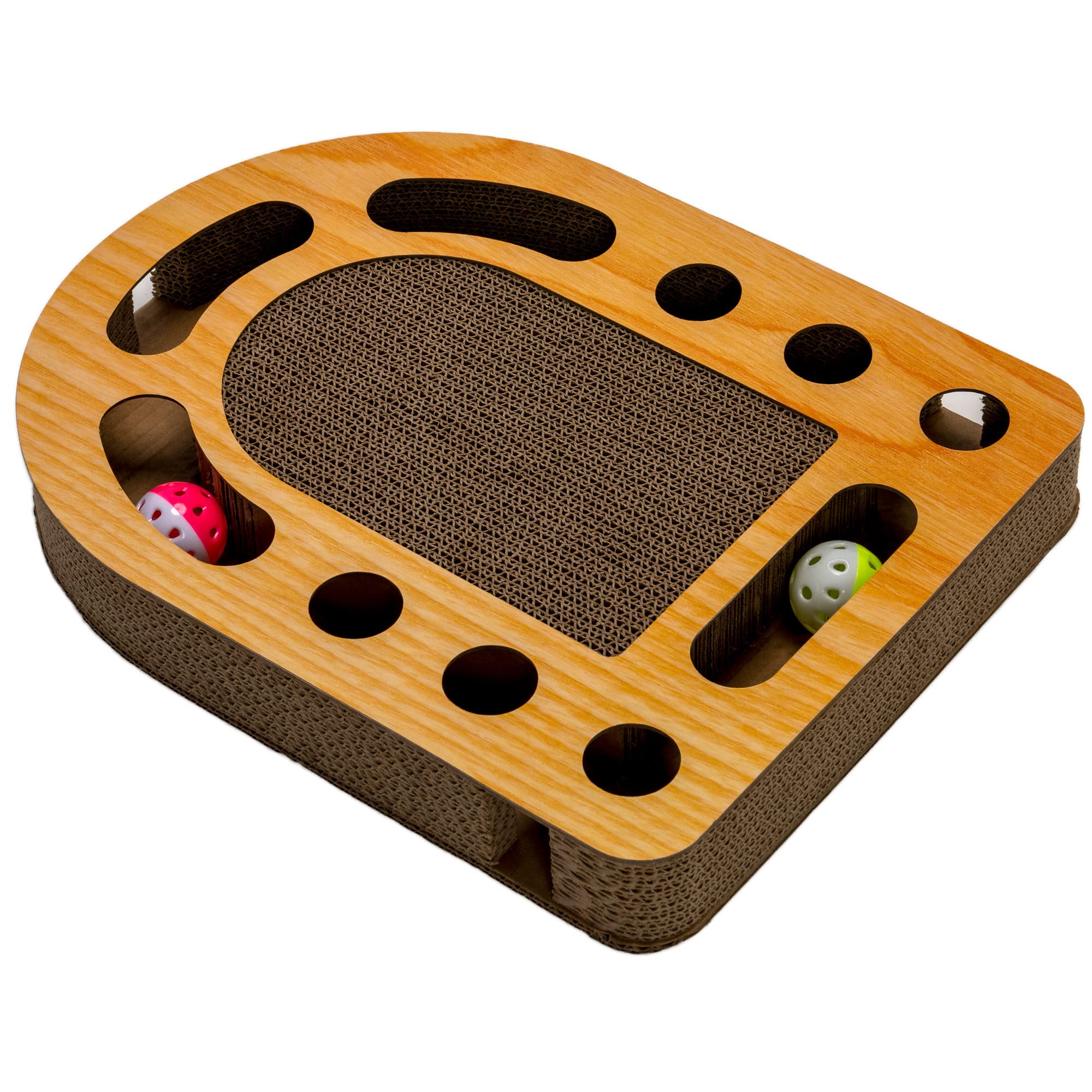 Photo 1 of Furhaven Scratching Pad Ball Track Cat Toy w/ Catnip for Indoor Cats - Archway Busy Box Scratcher - Tan, One Size