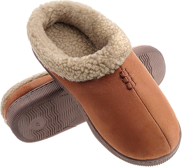shoeslocker Mens Slippers Size 12 Warm Indoor Outdoor Slippers Beige