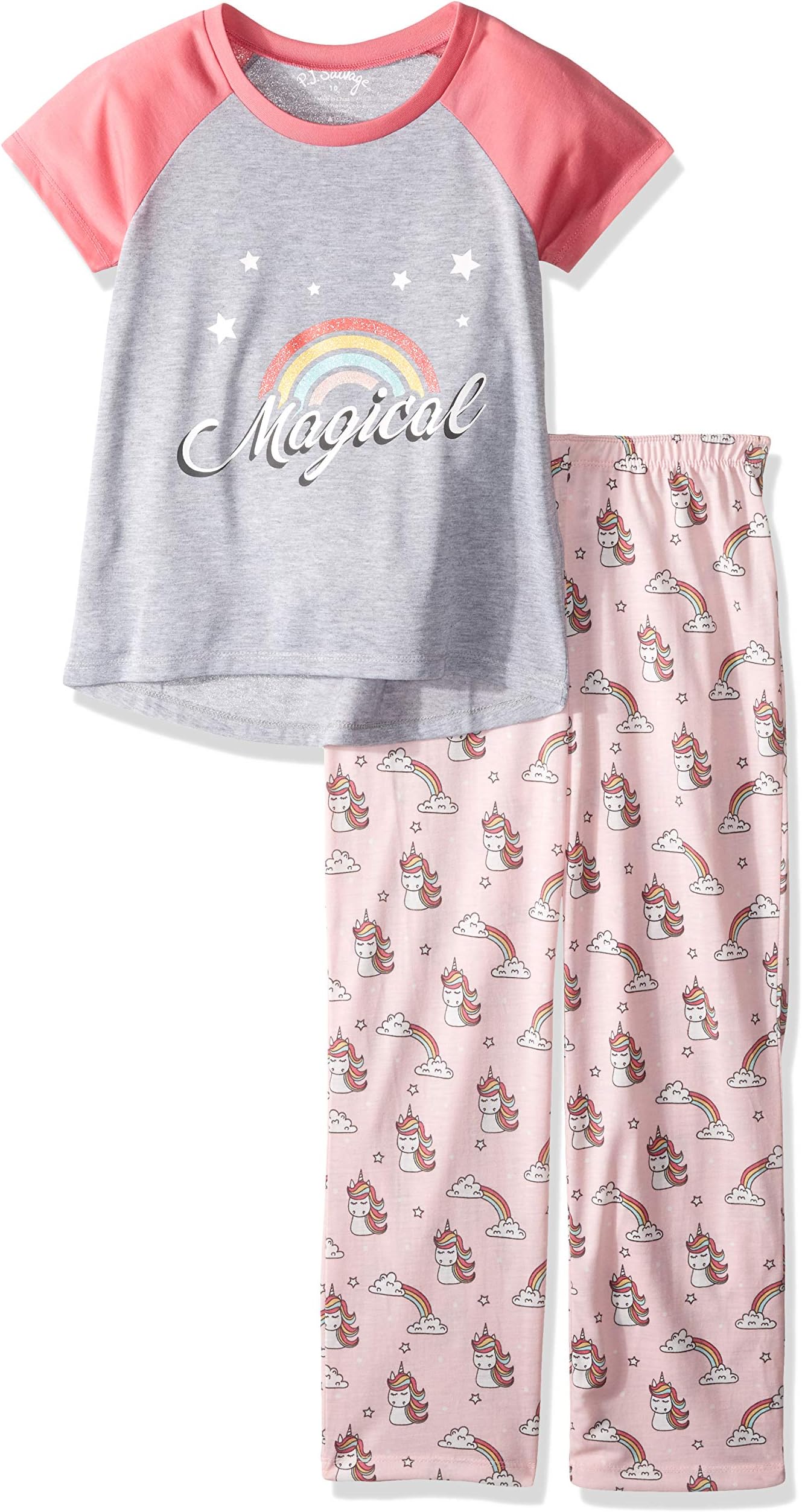 Girls' Unicorn Spirit Magical Raglan 2 Piece Pj Set