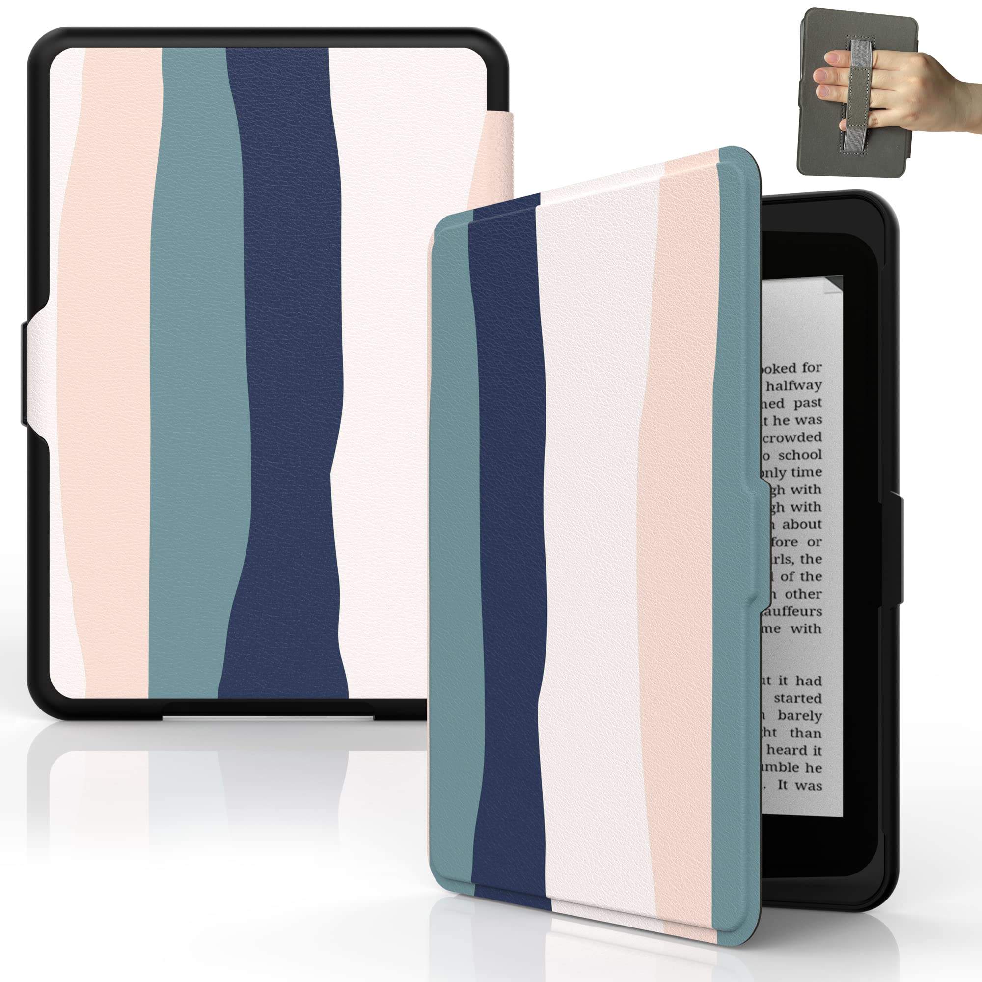 SCSVPN Case for 6’’ All-New Kindle 11th Generation 2022 Release (Model NO. C2V2L3) - Lightweight PU Leather Shell Cover with Auto Sleep/Wake, Hand Strap for Kindle 2022 Case 6 inch - Colorful Blue