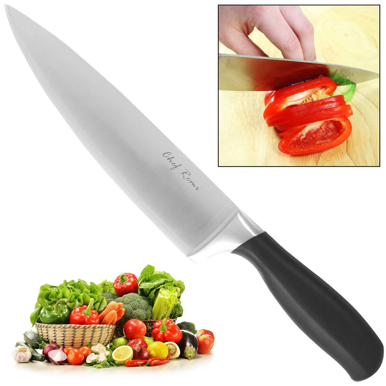 Razor Sharp Chefs Knife 8 Inch Carbon Stainless Steel