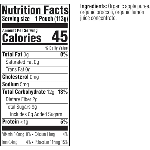 PLUM ORGANICS APPLE AND BROCCOLI, 6+ MONTHS – ORGANIC FRUIT AND VEGGIE BABY FOOD POUCHES, 4 OZ POUCH (PACK OF 4)