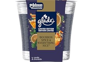 Glade Bourbon Spice & Everything Nice Holiday Scented Candle, 1-Wick Candle, Air Freshener Infused with Essential Oils for Ch