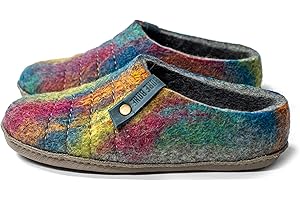BureBure Felted Natural Wool Slippers COCOON Easy slip on Rainbow