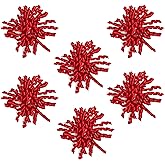 LIZLOVESS 6 Inch Red Curly Bows for Gift Wrapping Set of 6, Self Adhesive Bows Red Gift Bows for Presents, Satin Ribbon Bows for Birthday, Wedding, Christmas, Bridal Shower, Gift Wrap Accessory