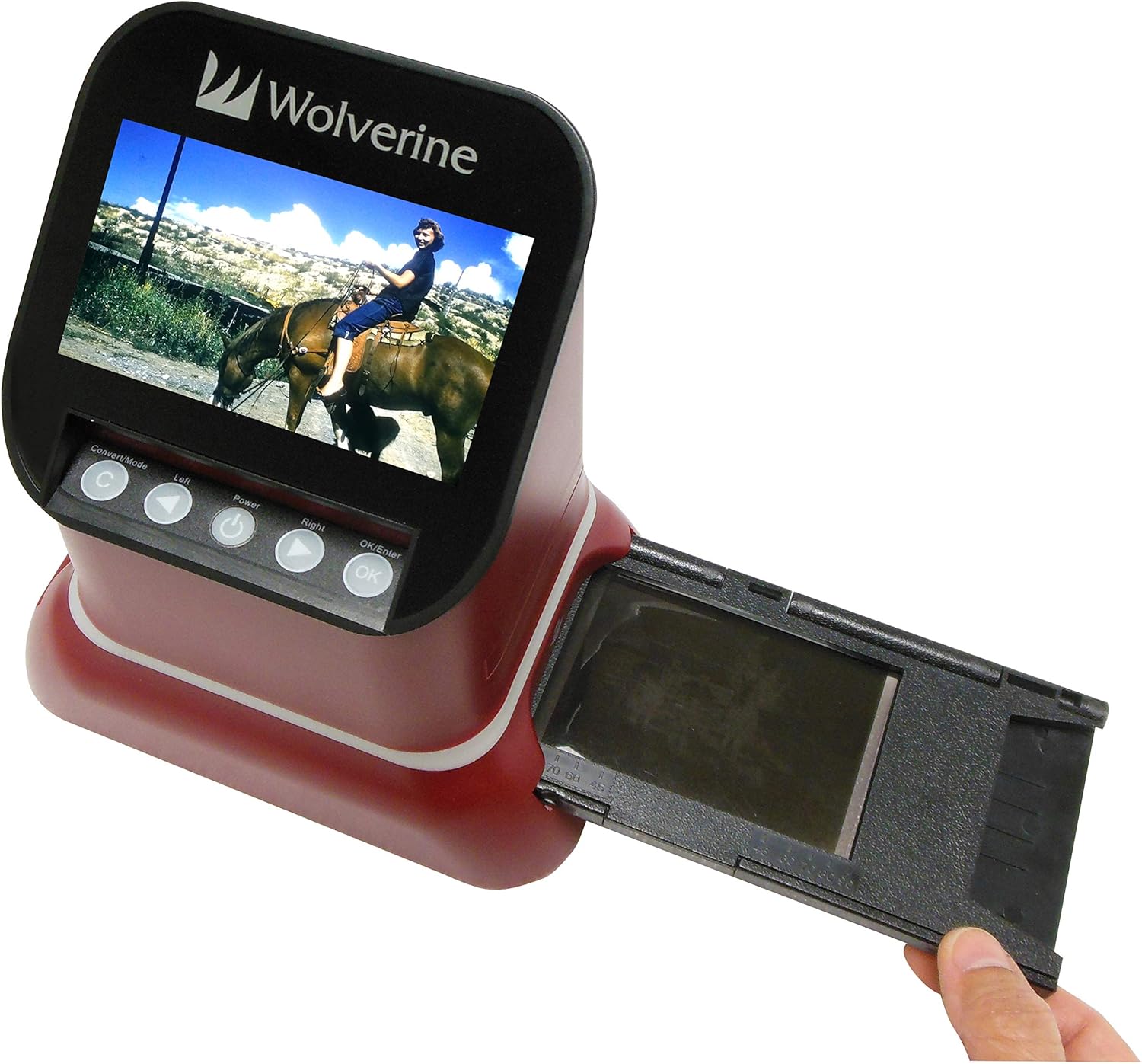 Wolverine F2D Saturn Digital Film & Slide Scanner - Converts 120 Medium Format, 127 Film, Microfiche, 35mm Negatives & Slides to Digital JPEG - Large 4.3" LCD w/HDMI Output (Red): Electronics