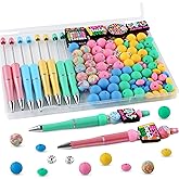 Kovict 136Pcs Mix Bright Teacher Silicone Beads for Keychain Making, 10mm Rondelle and 12mm 15mm Silicone Beads for Pens