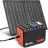 Takki Solar Generator 120W Peak Portable Power Station with 21W Solar Panel 88.8Wh Battery Power Bank with 110V AC Outlet for Camping RV Tent Home Outages Emergency