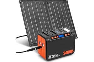 Takki 120W Peak Solar Generator Portable Power Station with 21W Panels, 88Wh Solar Charger Power Bank AC DC USB Ports for Camping Tent Laptop Outdoor Emergency