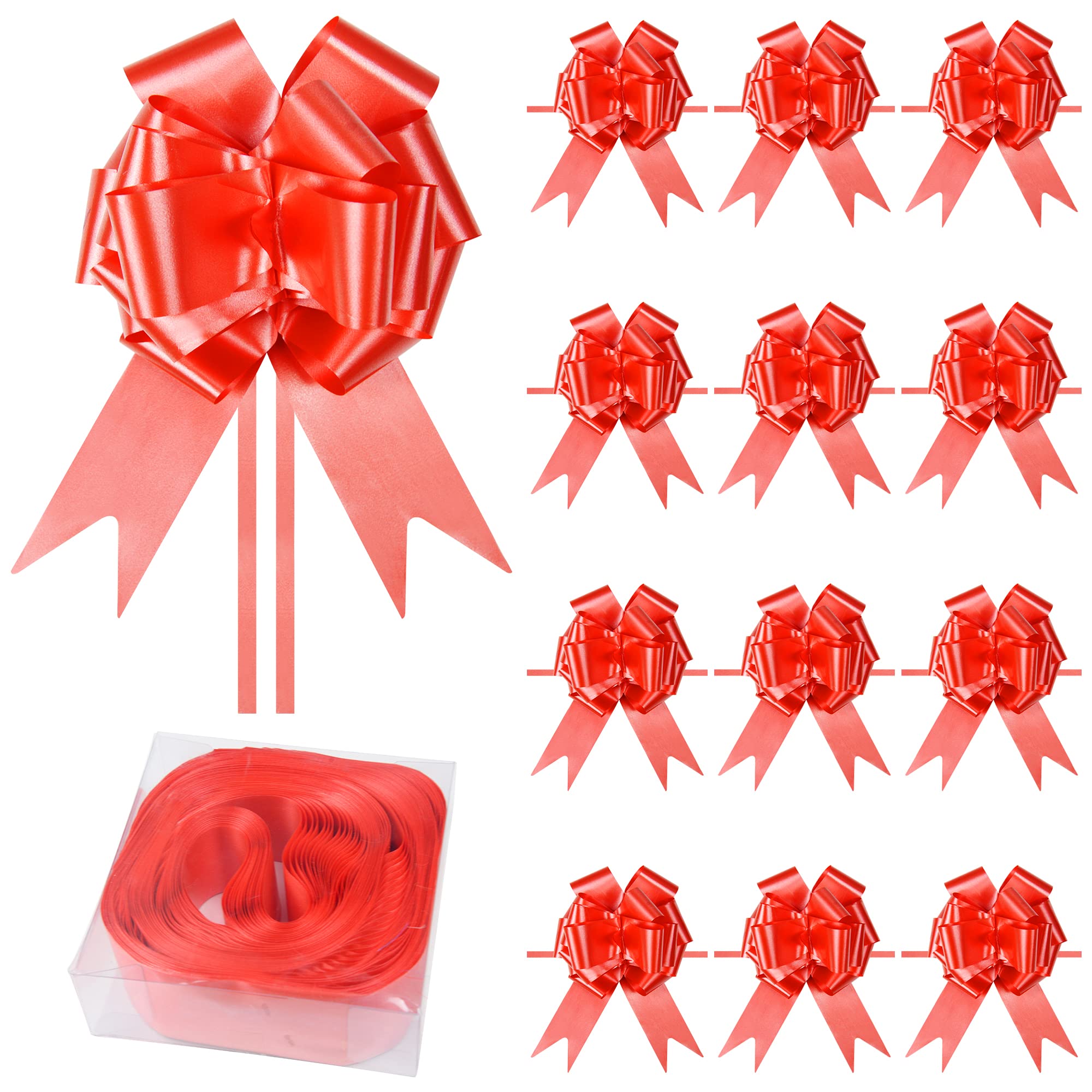 KEYIDO 20 Pack Large Red Pull Bows for Gift Wrapping, Big Gift Wrapping Bows for Presents, Hampers, Bouquet Boxes, Floristry, Birthday, Valentine's Day, Wedding Decoration(Red Bow)