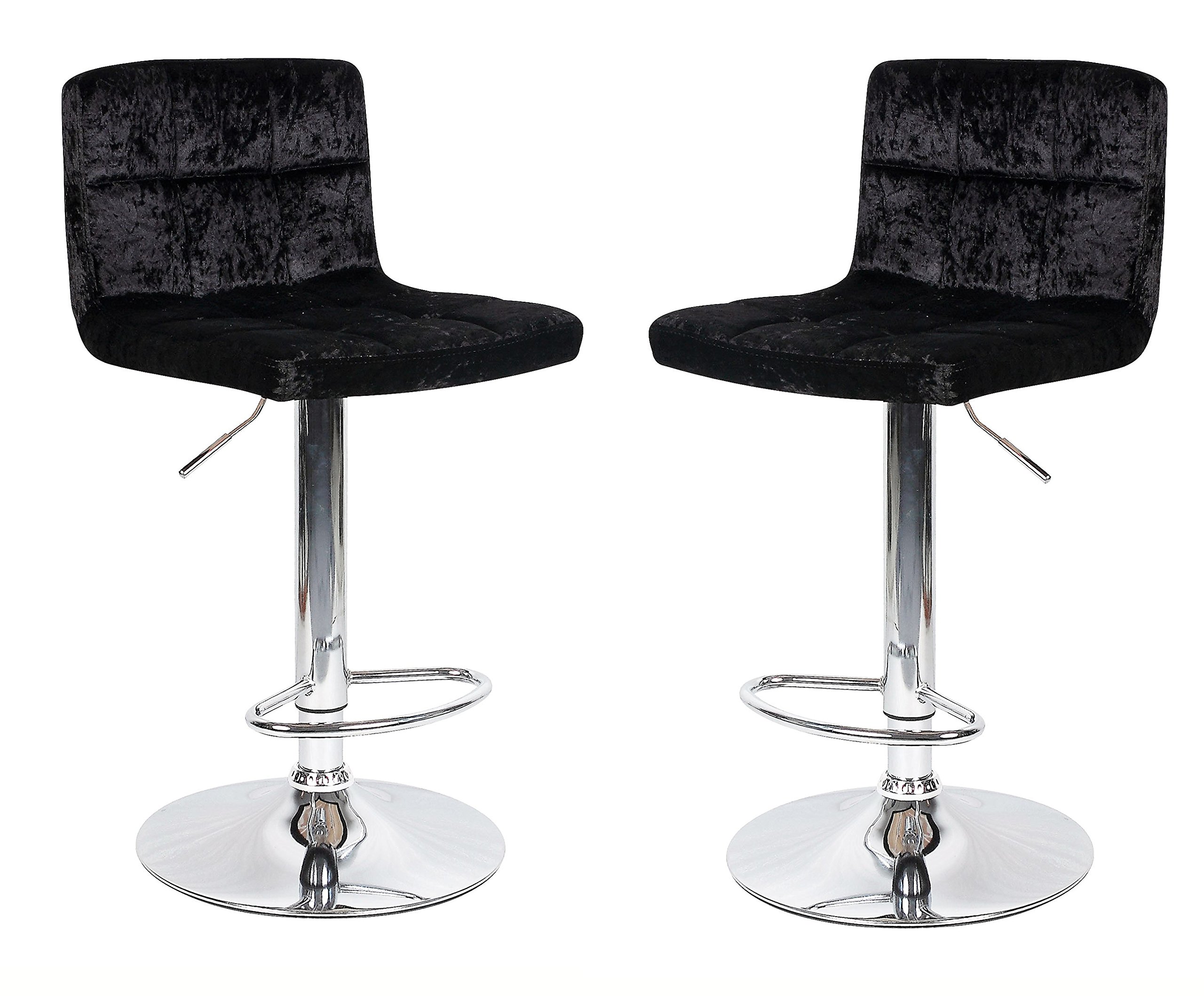 Hispuk X Crushed Velvet Black Breakfast Bar Stool Kitchen