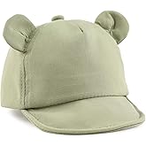 Lcaiualu Baby Baseball Hat for Toddler Bear Sun Hats Cotton Infant Ball Caps Kid Adjustable Baseball Cap for Boys Girls 3-24M