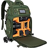 TORIBIO Camera Backpack for DSLR/SLR/Mirrorless Photography Camera, Water-resistant Tactical Camera Travel Bag Backpack Case with 15.6" Laptop Compartment, Tripod Holder