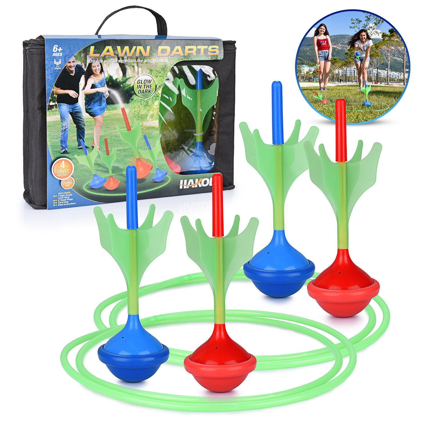 Lawn Darts Game Glow in The Dark, Outdoor Backyard Toy for Kids