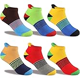 Comfoex Boys Socks 4-10 Years Old 6 Pairs Half Cushioned Short Ankle Athletic Cotton Socks