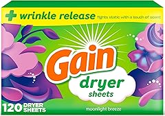 Gain dryer sheets Plus Wrinkle Release, Moonlight Breeze Scent, 120 Count, Fights static with a touch of scent, laundry sheet