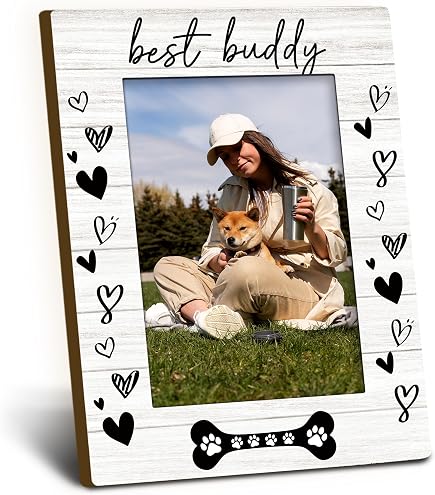 Dog Paw Print 8x10 Picture Frame Wooden Photo Frames for Tabletop and Wall Display, Picture Frame Home Decor(Cute Black