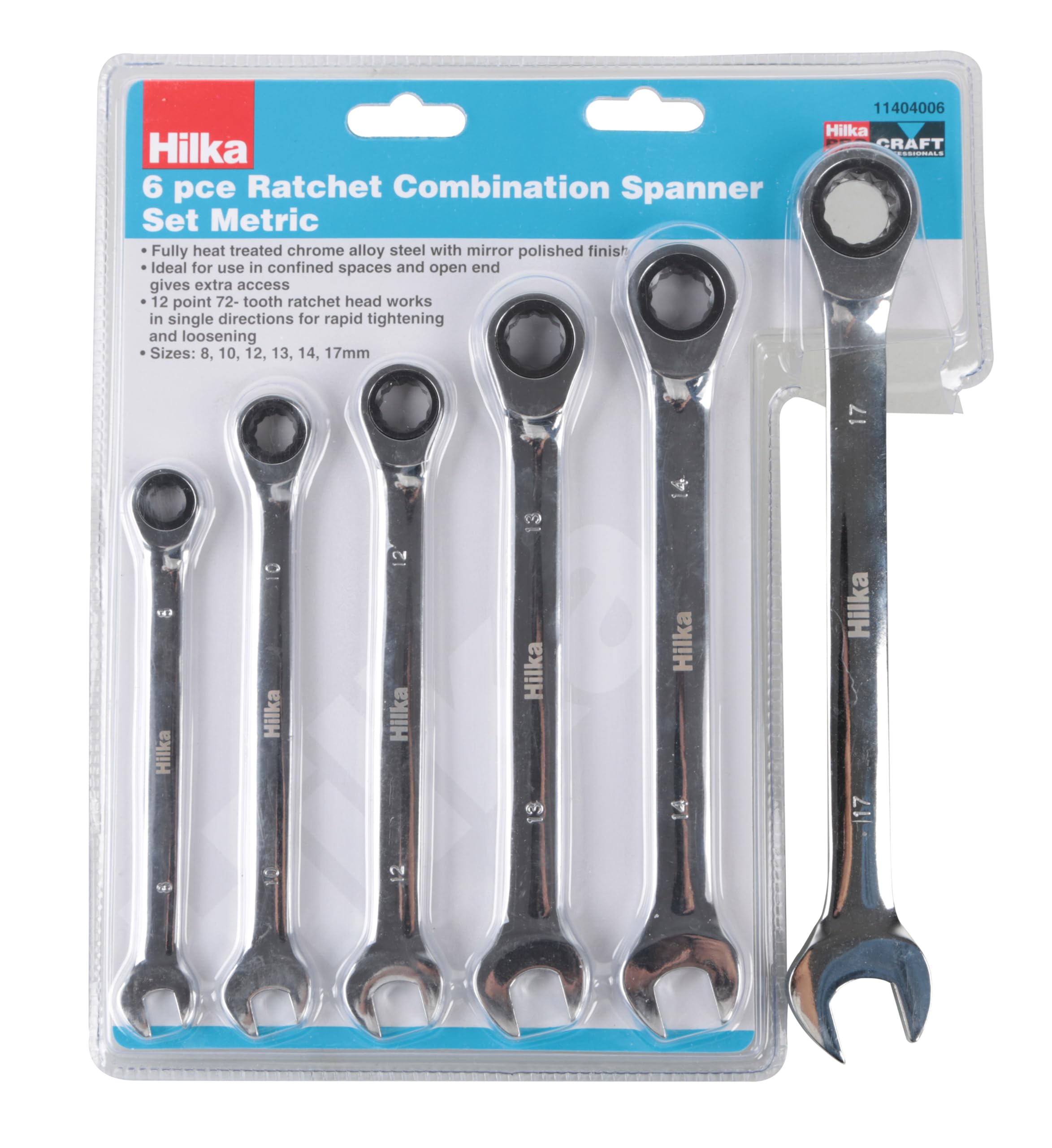 Hilka 11404006 6 PCE Ratchet Spanner Set Metric