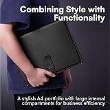 H&S A4 Portfolio Folder with Ring Binder 40 Pockets Black Faux Leather view 2
