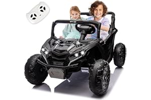 BCARORUR 24V Ride on Toys for Big Kids with Remote Control, 2X200W Powerful Motors, 2 Seater Ride on Car with 20" Large Seat, Bluetooth, MP3, Lights, 4.5 Mph Max Speed, Power Car Wheels for Boys Girls, Black