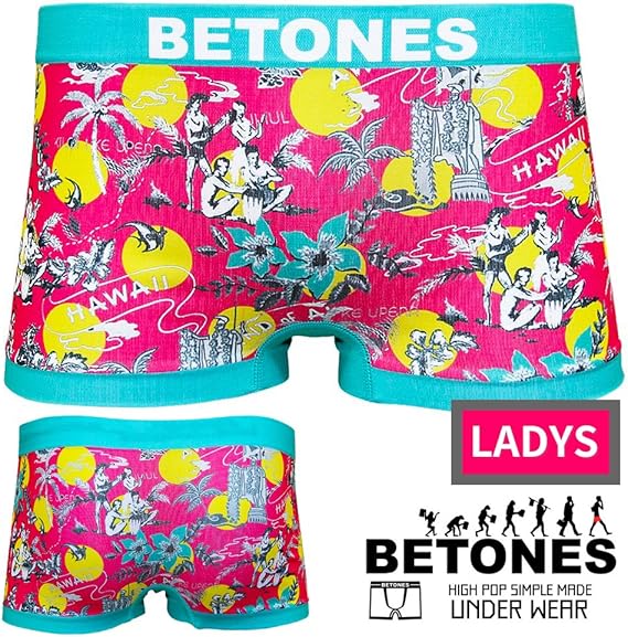 Amazon Co Jp Betones ビトーンズ レディース ボクサーパンツ Vacation 遊びゴコロとpopなデザインと最高の履き心地 ローライズ アンダーウェア ショーツ ハワイ ヴィンテージ アロハ 女性 ペア インナー 女性下着 ギフト 下着 誕生日 プレゼント バケーション