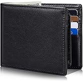 Artpaxy Mens Wallet Genuine Leather Bifold RFID Blocking Wallet for Men with 2 ID Windows 12 Card Holders 2 cash pockets 1 Gift Box