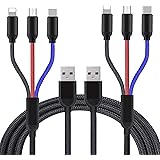 Ynigimy 3 in 1 Multi Charging Cable,Nylon Braided 3A Fast Charger Connector Cord for Phone/Type-C/Micro USB Port/Tablets, Com