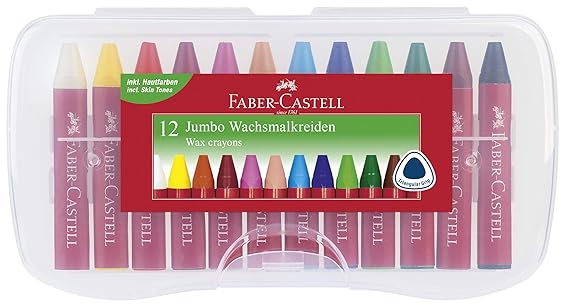 Faber-Castell 120011 - Wachsmalkreiden Jumbo, 12-er Box