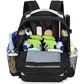 HODRANT Cleaning Backpack with Bottom Plate & Waterproof Bottom, Large Cleaning Supplies Bag with Multiple Pockets for Housek