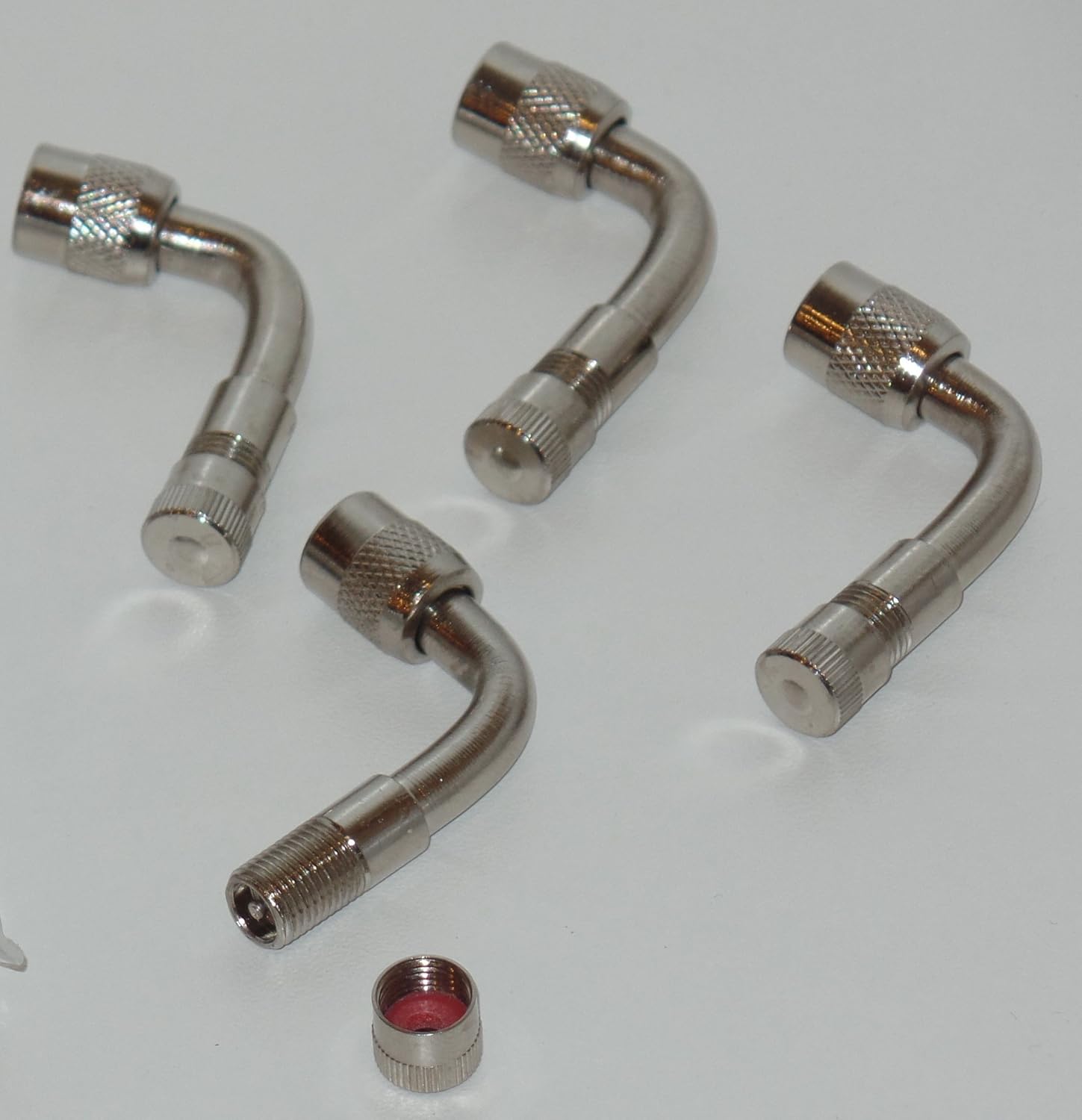 4 Kits Brass Valve Stem Extension Chrome Coated 135 Degree