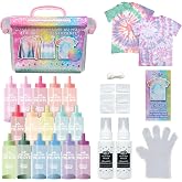 Tulip Glitter Tie-Dye Tub, Design Your Looks, Make Your Favorite Colors Sparkle, Includes 18 Easy-Squeeze Dye Bottles Glitter Pigments Mixers, Easy Storage Box, All-in-One Party Activity Kit 76 pieces