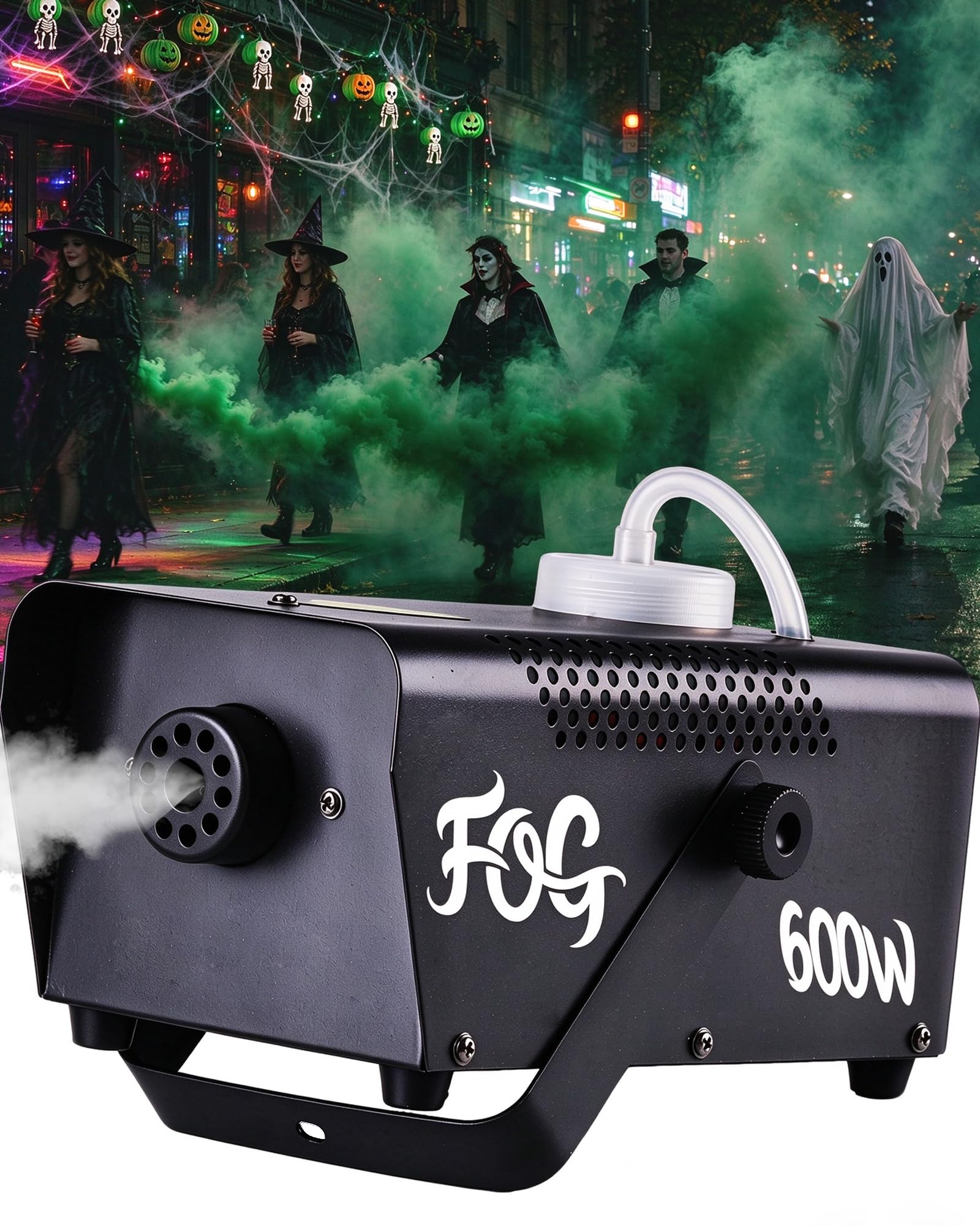 Fog Machine, 600W Smoke Machine with Wireless&Wired Remote Control | for Halloween, Party, Outdoor, Indoor and Stage Effect,