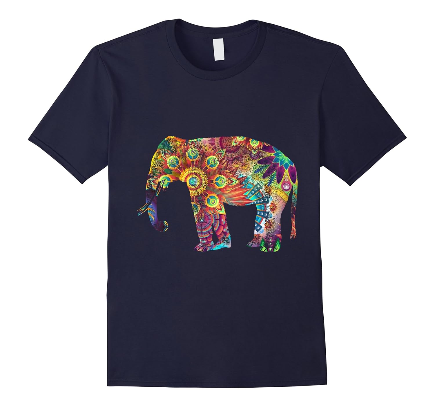 Multi-color Cosmic Hippie Elephant T-Shirt-Rose