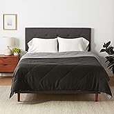 Amazon Basics Comforter Blanket, Reversible, Lightweight Microfiber, Machine Washable, All Season, Full/Queen, Black/Grey