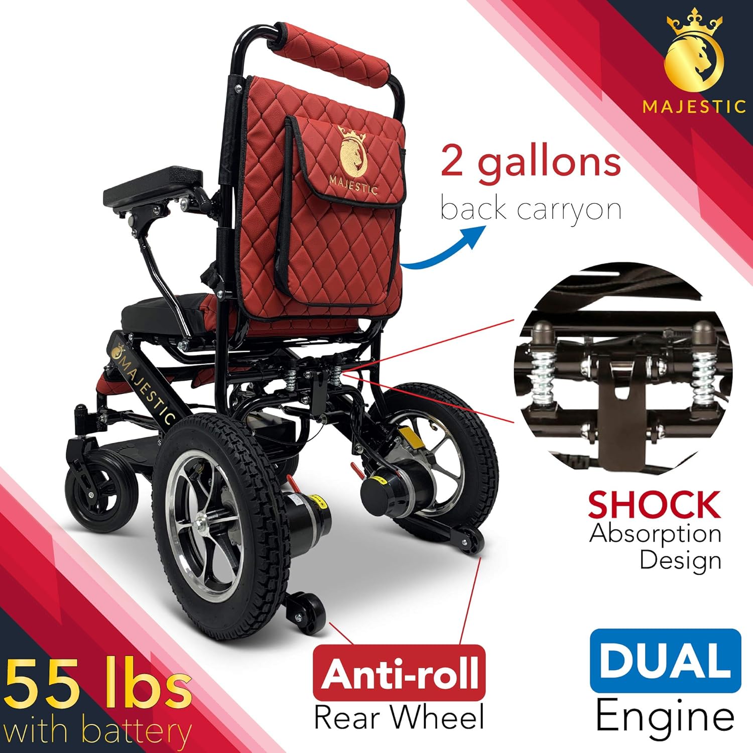2021 New Lightweight Electric Wheelchair - Remote Control Electric Wheelchairs Lightweight Foldable Motorize Power Electrics Wheel Chair Mobility Aid (17.5" Seat Width): Health & Personal Care