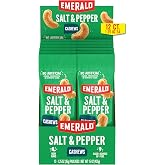 Emerald Salt &amp; Pepper Seasoned Cashews, 1.25oz Snack Tubes, 12 Count | Non GMO, No Artificial Preservatives, Flavors or Synthetic Colors, Plant Based Protein, Travel Friendly Healthy Snack