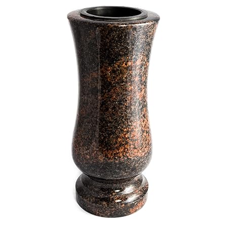 Afterglow Stilvolle Grabvase aus echtem Granit Aurora Finnland Höhe 28 cm/Ø 12 cm Grabschmuck Wetterfest frostsicher Granitva