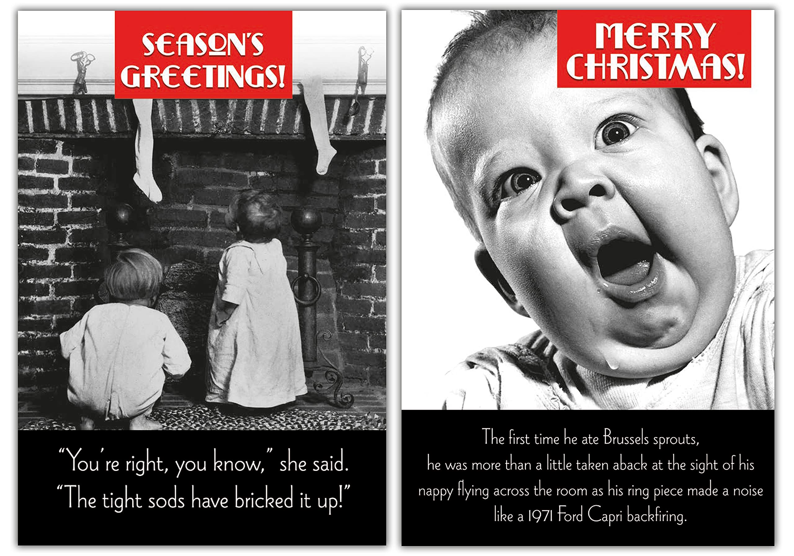 Christmas Cards Multi-pack, 10 Funny Cards, 2 Designs