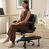 AreShark Silla de Oficina con Piernas Cruzadas: Silla de Escritorio Criss Cross para TDAH con Ruedas y Reposapiés Giratorio E