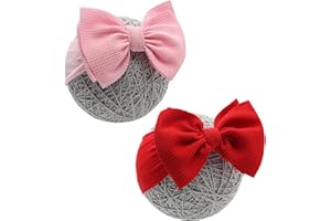 QFV Baby Girl Bows Newborn Headbands Valentines Infant Large Bows Handmade Hairbands for Photography/Baby Gifts(Red&Pink)