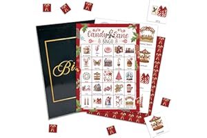 APEVXVY Christmas Party Bingo Game Cards, Candy Cane Bingo Set for Adults Large Group, Winter Holiday Fun Party Games, Xmas Activities Icebreaker Games, for Family Friends, 05