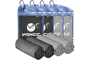 YQXCC 4 Pack Cooling Towels | 40"x12" | Cool for Neck and Face | Microfiber Soft Breathable Chilly | for Yoga, Sport, Golf, Gym, Camping, Running & More Activities